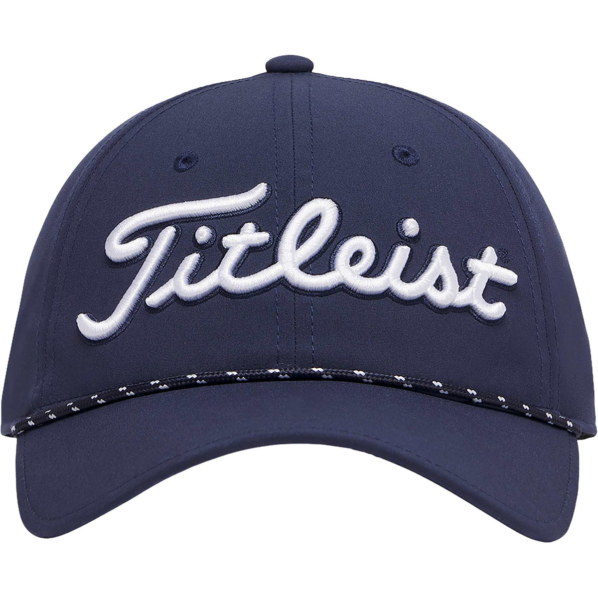 Titleist Tour Breezer Golf Hat with Rope Detail Embroidery - Navy/White - Front