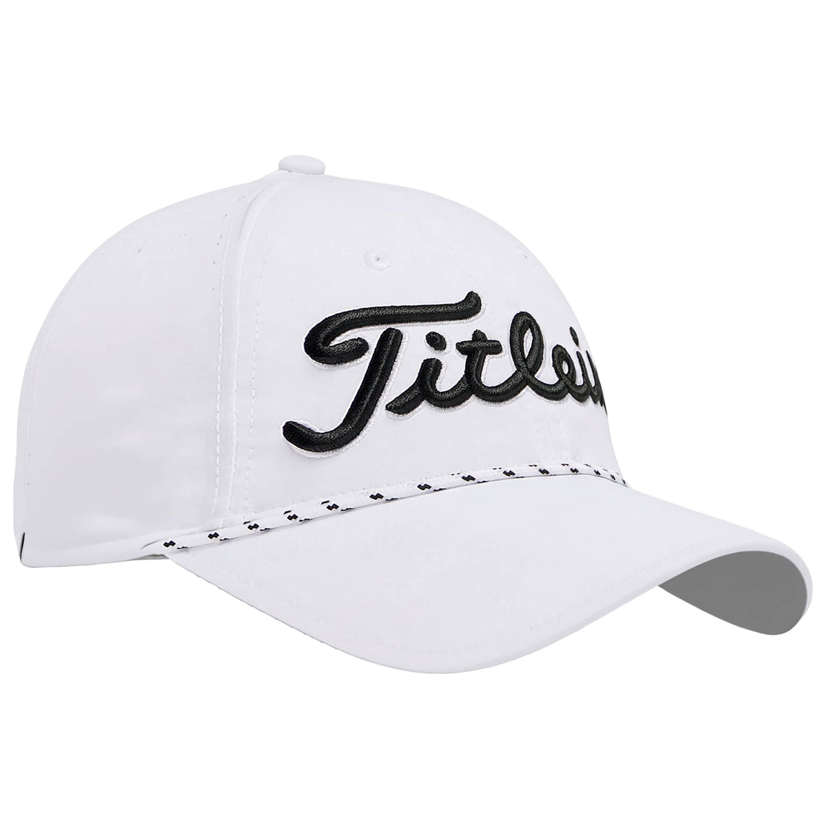 Titleist Tour Breezer Golf Hat with Rope Detail Embroidery - White/Black - Front Default