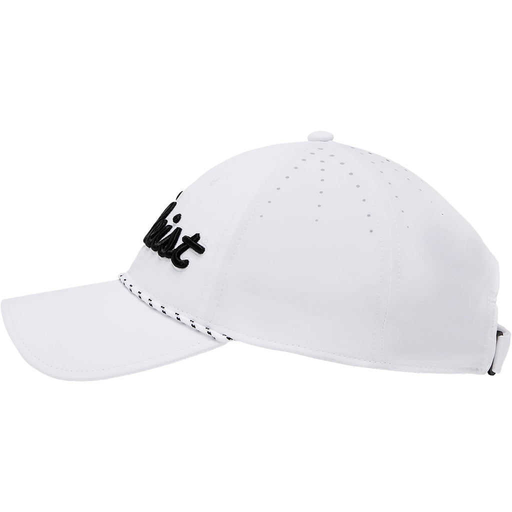 Titleist Tour Breezer Golf Hat with Rope Detail Embroidery - White/Black - Left Side