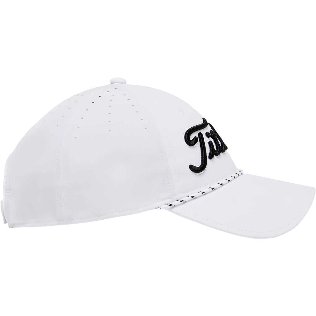 Titleist Tour Breezer Golf Hat with Rope Detail Embroidery - White/Black - Right Side