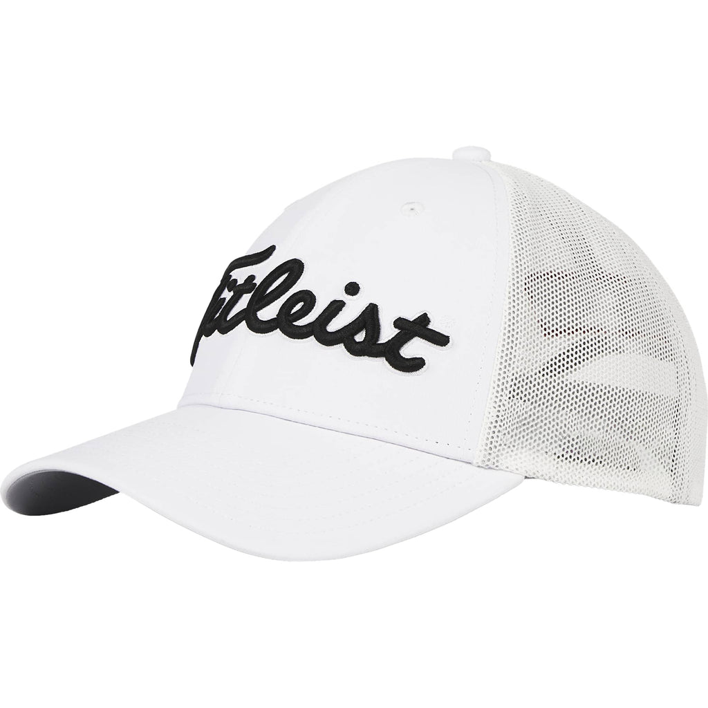 Titleist Tour Performance Mesh Back Golf Hat Embroidery - White/Black - Photo
