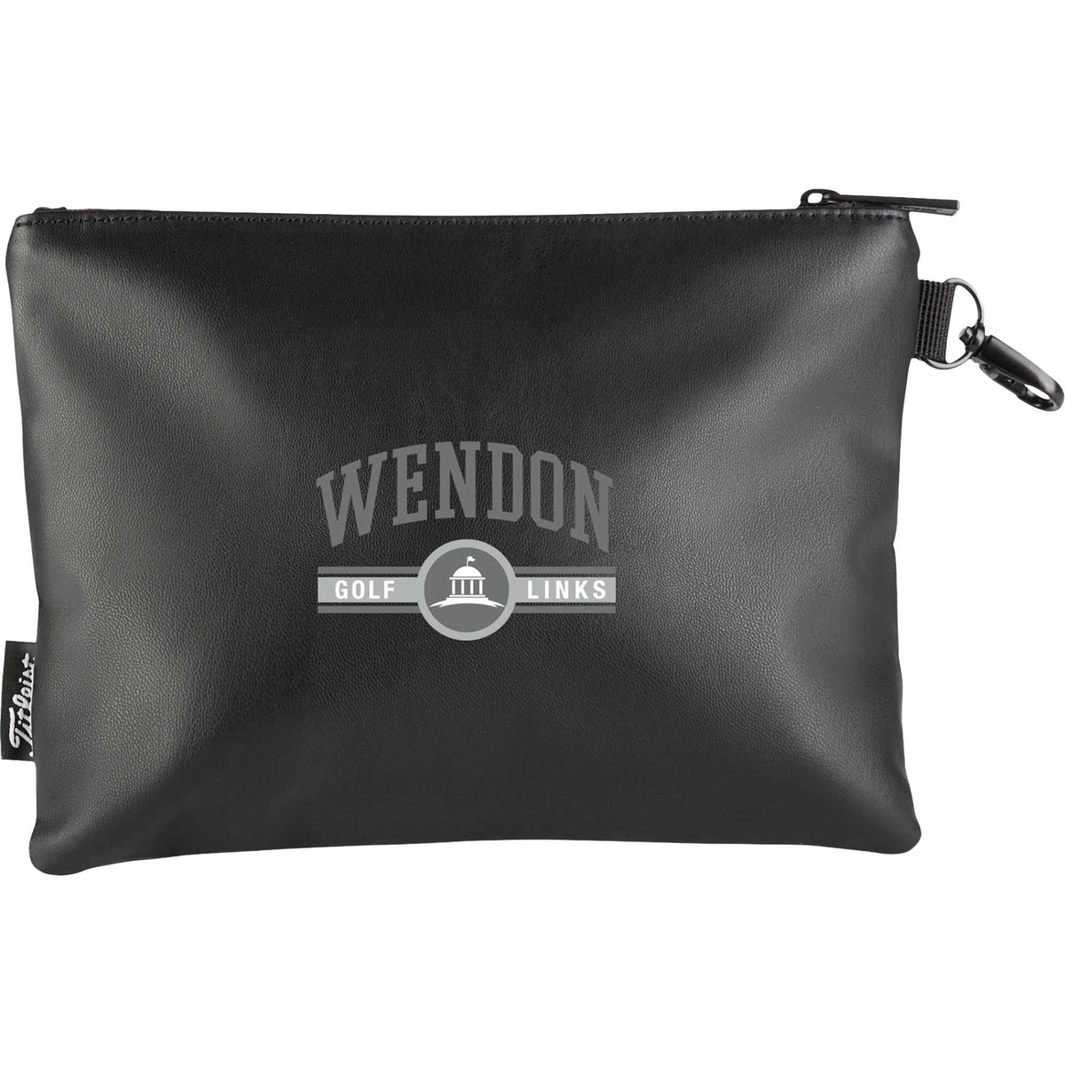 Titleist Zippered Valuables Pouch with Lobster Clip Debossing - Black - Front