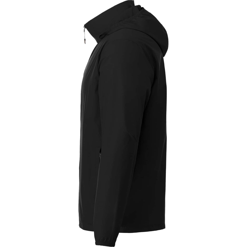 Toba Packable Jacket with Roll-Away Hood for Men Debossing - Black - Left Side