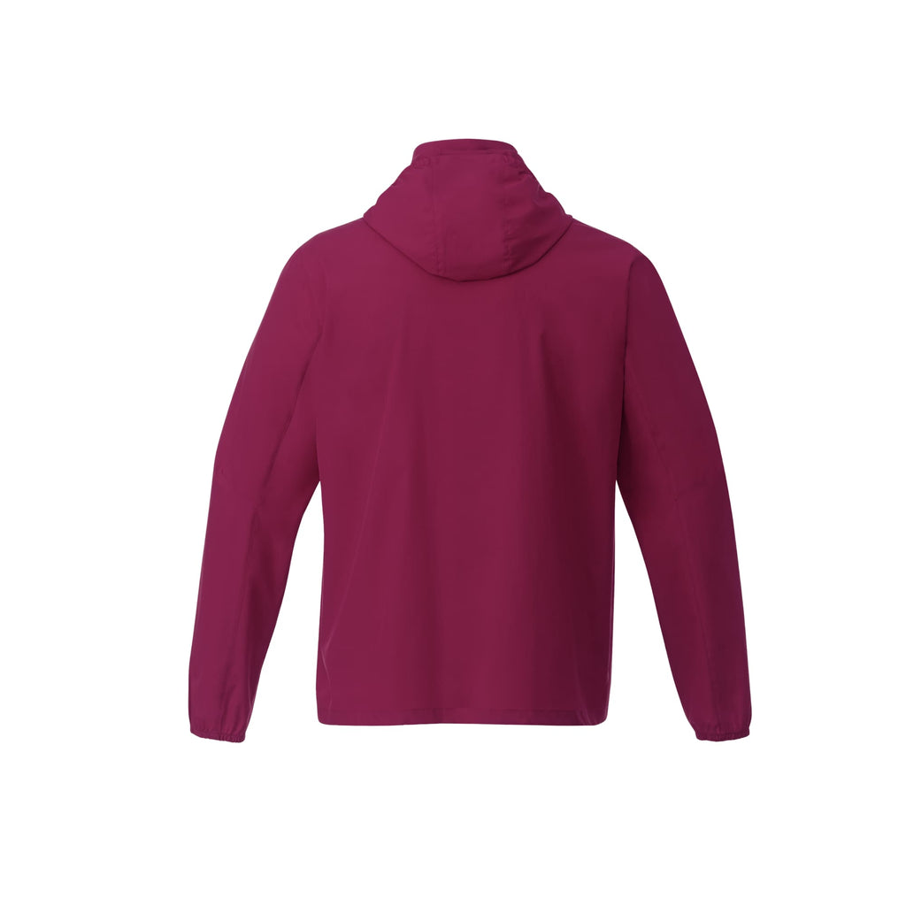 Toba Packable Jacket with Roll-Away Hood for Men Debossing - Maroon - Back Flat