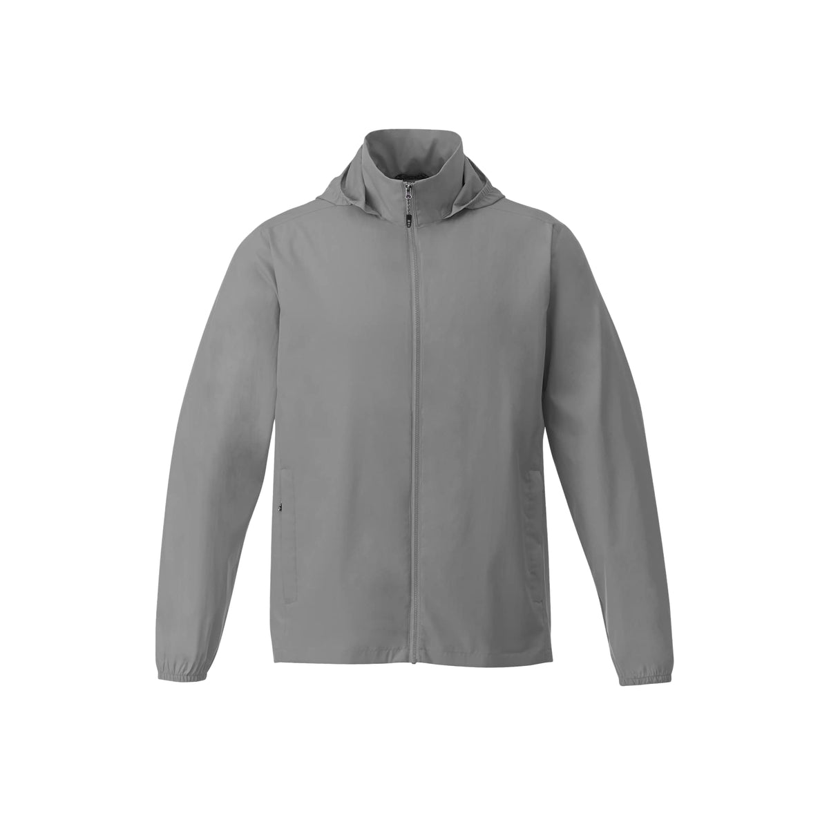 Toba Packable Jacket with Roll-Away Hood for Men Debossing - Quarry - Front Flat