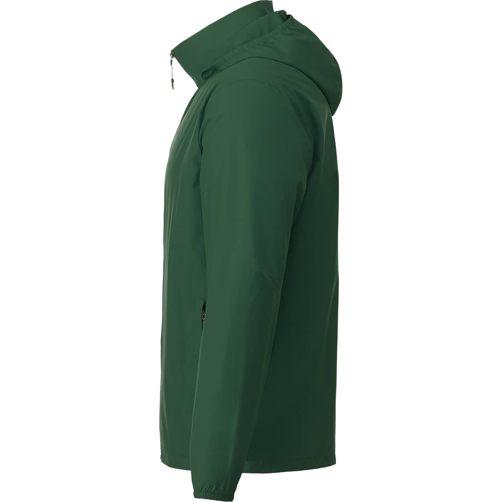 Toba Packable Jacket with Roll-Away Hood for Men Embroidery - Forest Green - Left Side