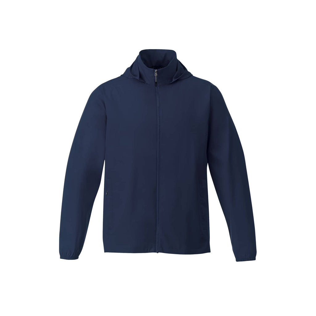Toba Packable Jacket with Roll-Away Hood for Men Embroidery - Vintage Navy - Front Flat
