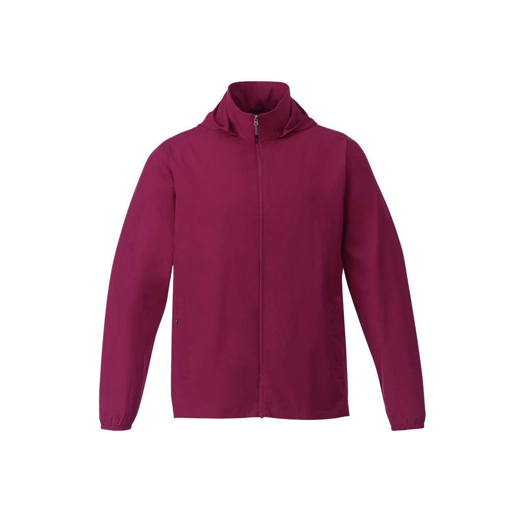 Toba Packable Jacket with Roll-Away Hood for Men Transfer - Maroon - Front Flat
