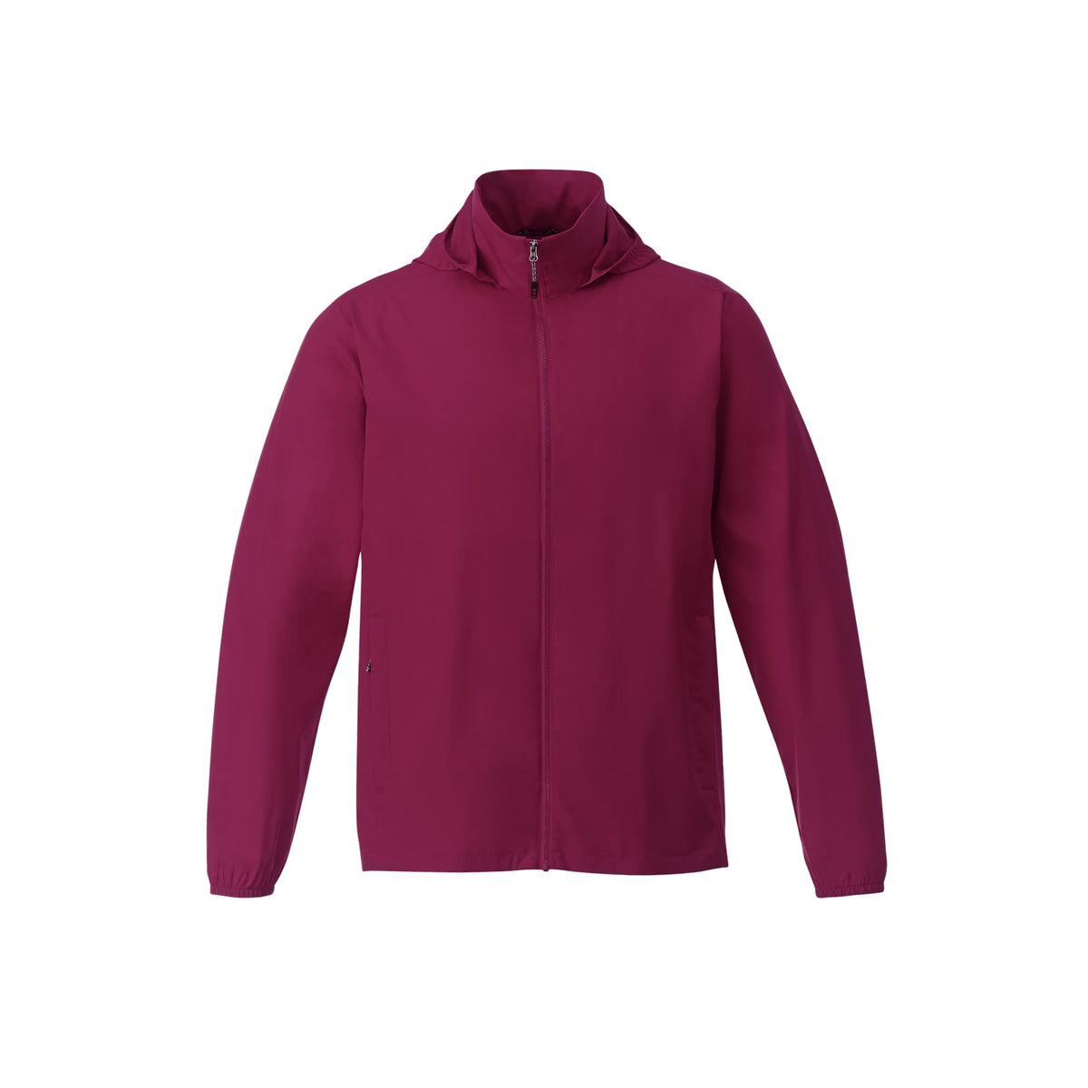 Toba Packable Jacket with Roll-Away Hood for Men Transfer - Maroon - Front Flat