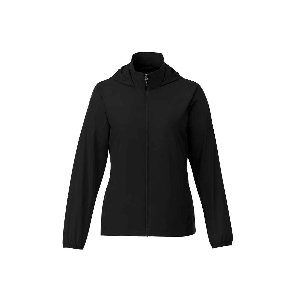 Toba Packable Jacket with Roll-Away Hood for Women Debossing - Black - Front Flat
