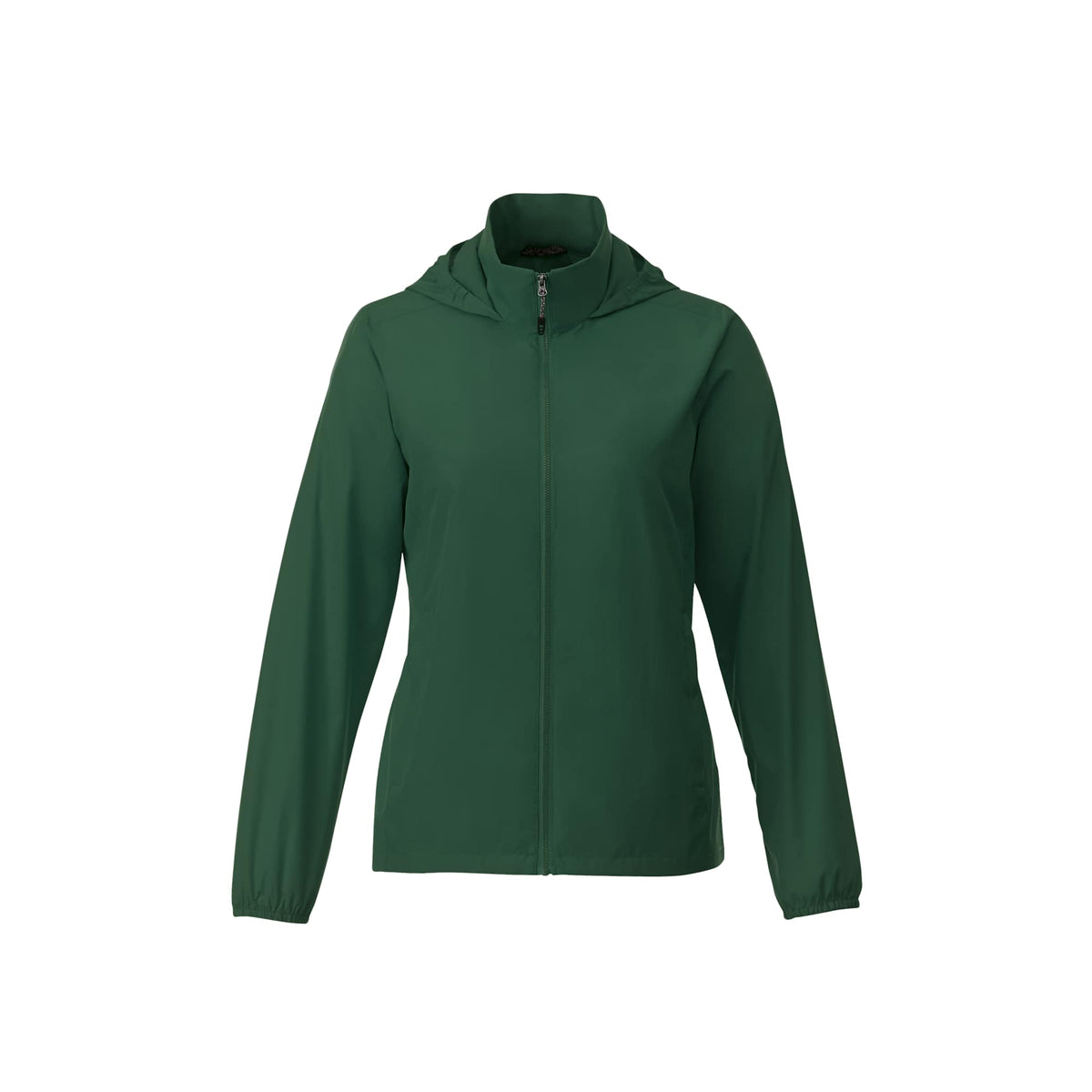 Toba Packable Jacket with Roll-Away Hood for Women Debossing - Forest Green - Front Flat