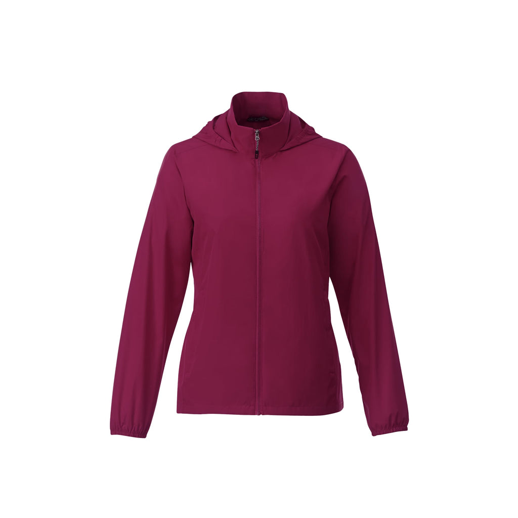Toba Packable Jacket with Roll-Away Hood for Women Debossing - Maroon - Front Flat