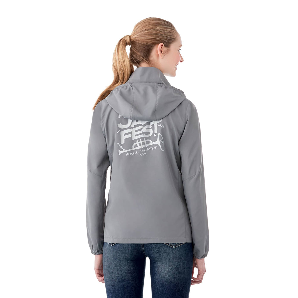 Toba Packable Jacket with Roll-Away Hood for Women Debossing - Quarry - Back Flat
