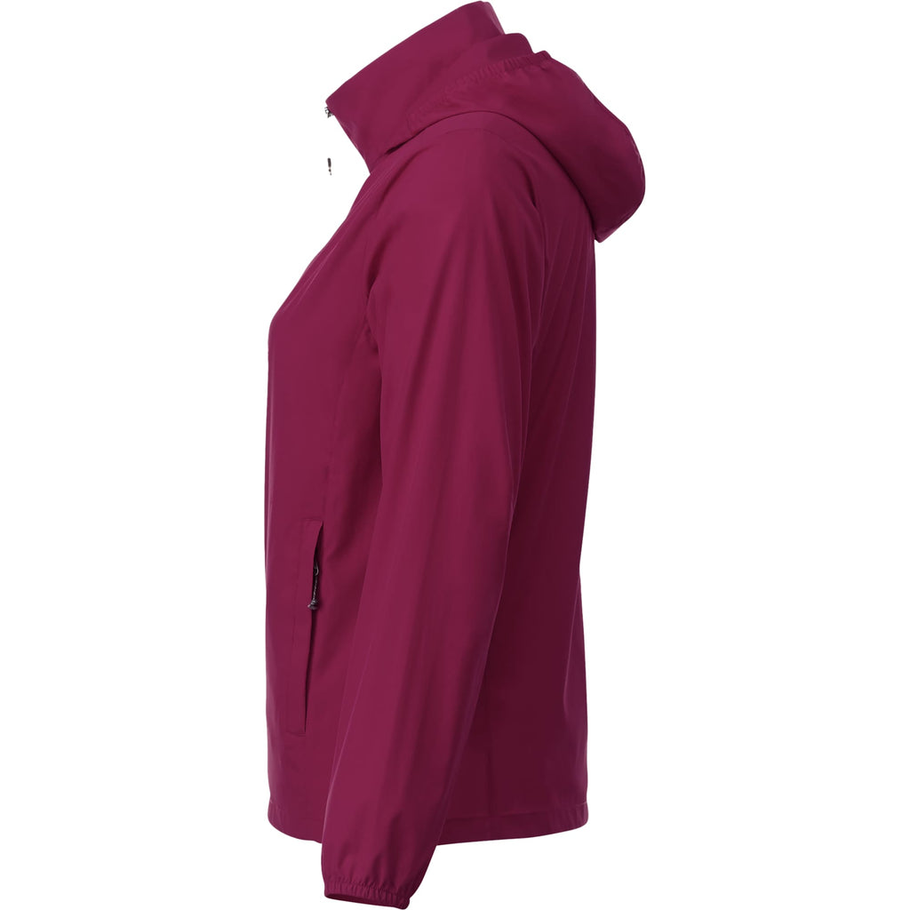 Toba Packable Jacket with Roll-Away Hood for Women Embroidery - Maroon - Left Side