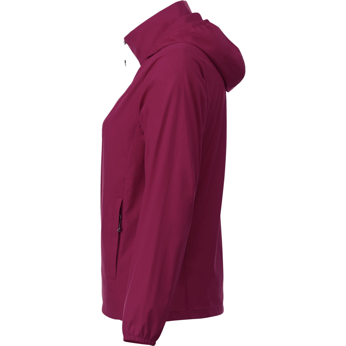 Toba Packable Jacket with Roll-Away Hood for Women Embroidery - Maroon - Left Side