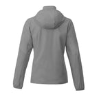 Toba Packable Jacket with Roll-Away Hood for Women Embroidery - Quarry - Back Flat 2