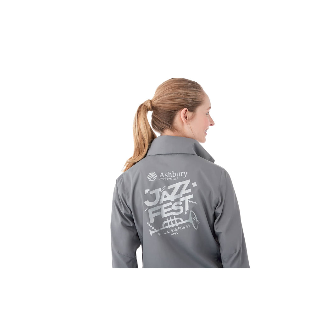 Toba Packable Jacket with Roll-Away Hood for Women Embroidery - Quarry - Flat 2