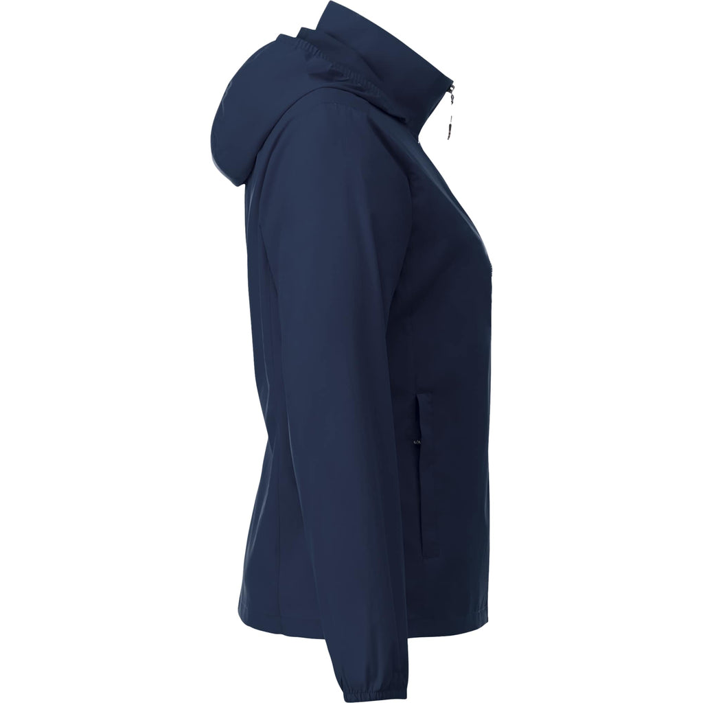 Toba Packable Jacket with Roll-Away Hood for Women Embroidery - Vintage Navy - Right Side