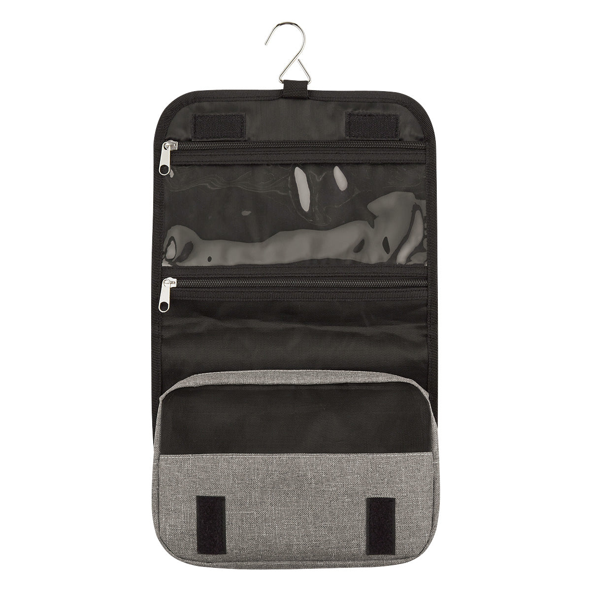 Toiletry Bag That Hangs, Heathered Full Color - Gray - Open