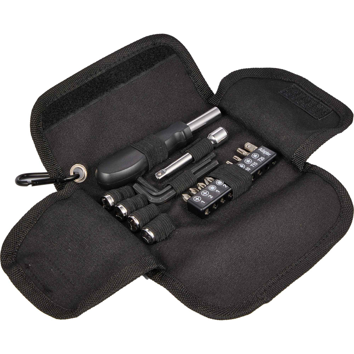 Tool Set in Recycled PET Fold Up Pouch, 19 Pieces - Black - Detail 2
