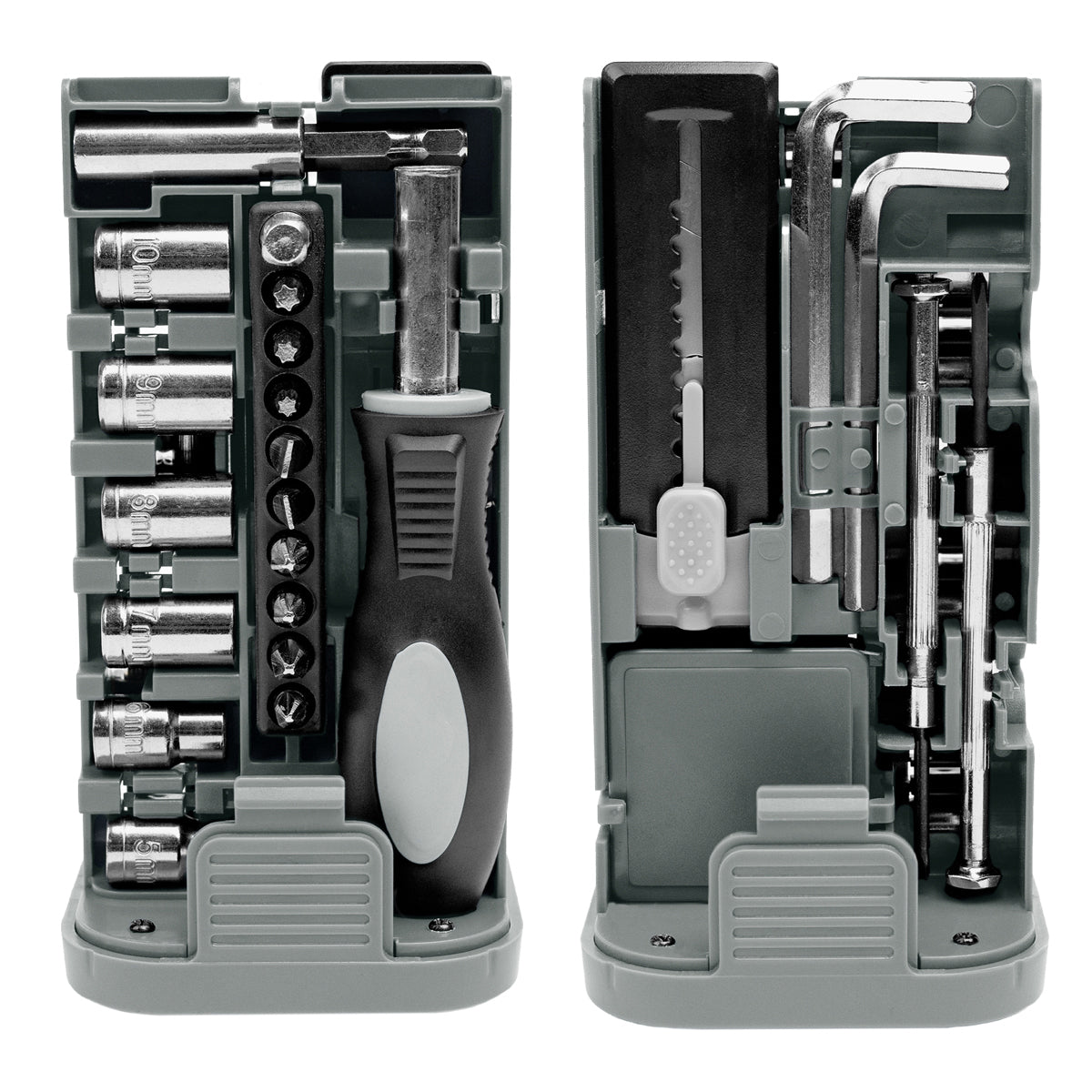Tool Set with Rechargeable LED Light, 24 Piece - Black with Gray - Tools_1