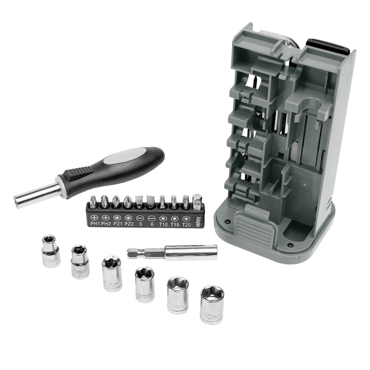 Tool Set with Rechargeable LED Light, 24 Piece - Black with Gray - Tools_2