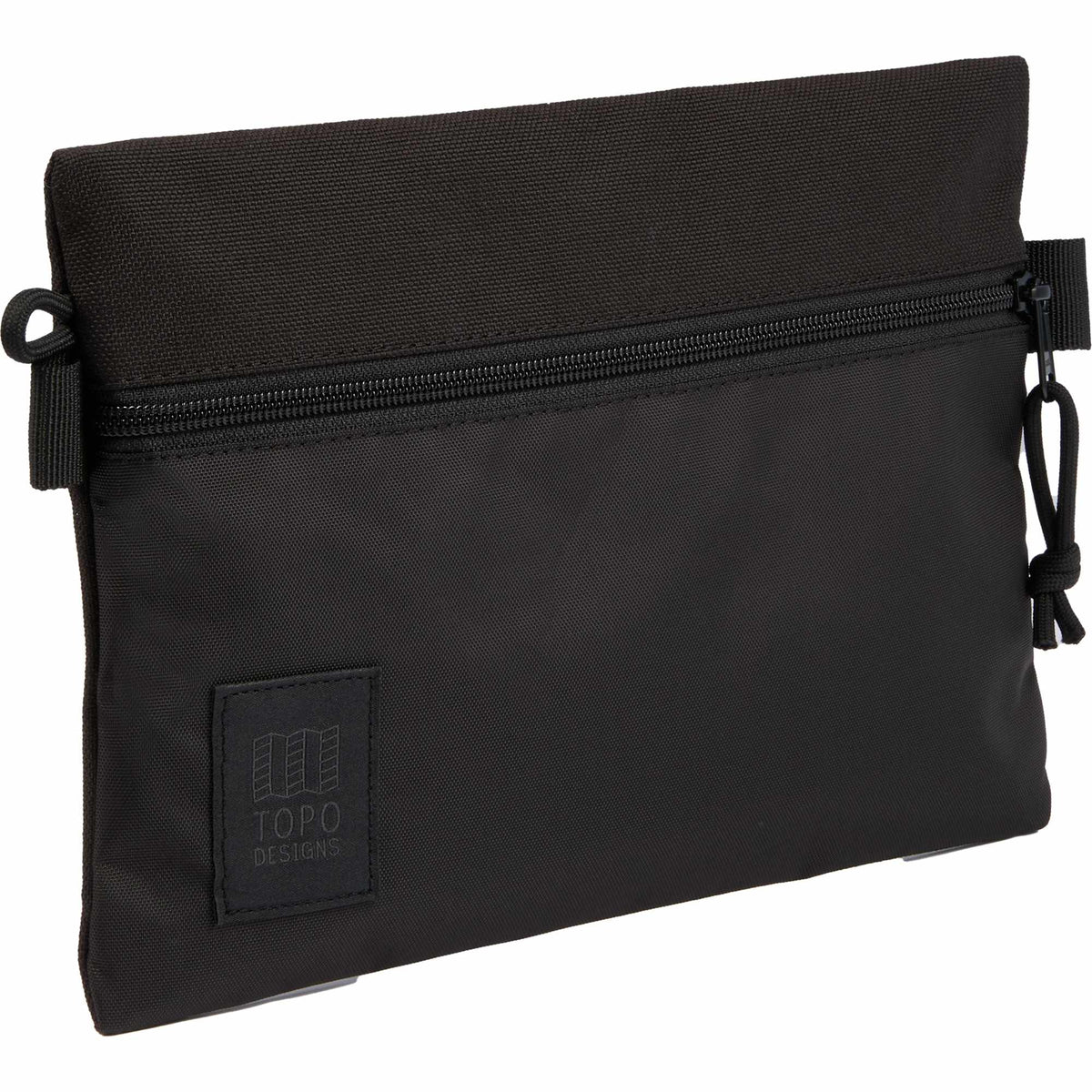 Topo Designs Accessory Pouch in Recycled Nylon Embroidery - Black - Right Angle