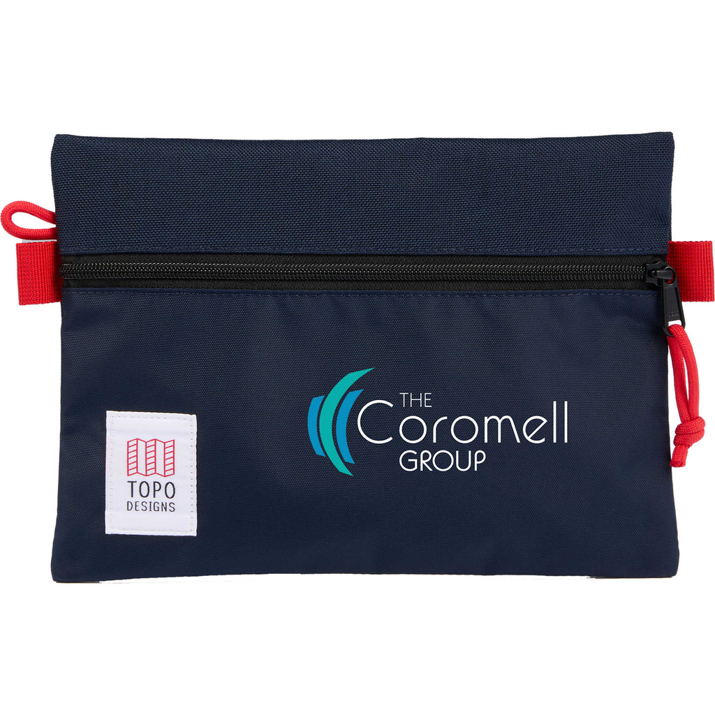 Topo Designs Accessory Pouch in Recycled Nylon Embroidery - Navy - Front