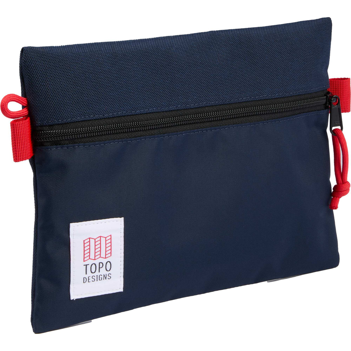 Topo Designs Accessory Pouch in Recycled Nylon Embroidery - Navy - Right Angle
