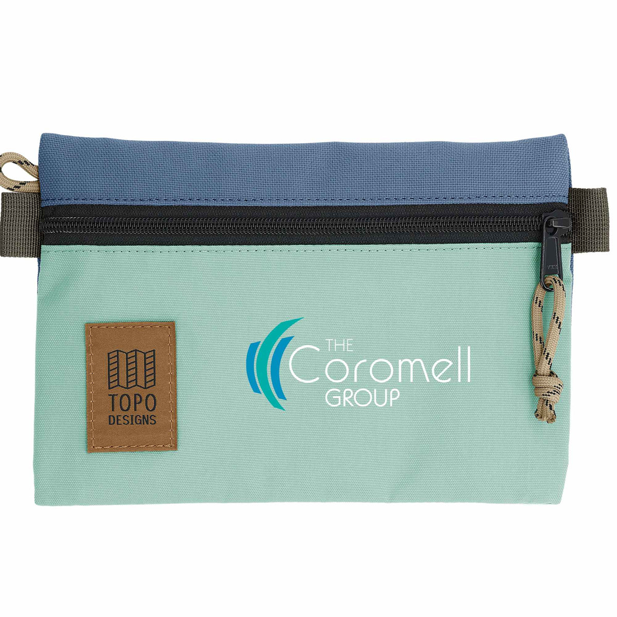 Topo Designs Accessory Pouch in Recycled Nylon Transfer - Stone Blue/Ash Green - Front