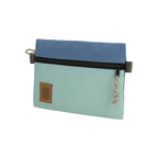 Topo Designs Accessory Pouch in Recycled Nylon Transfer - Stone Blue/Ash Green - Left Angle