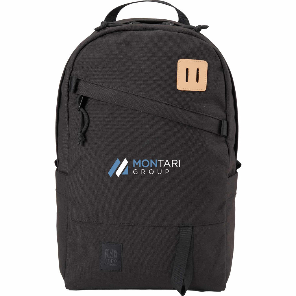 Topo Designs Daypack Classic in Recycled Nylon, 15 Inch Transfer - Black - Front