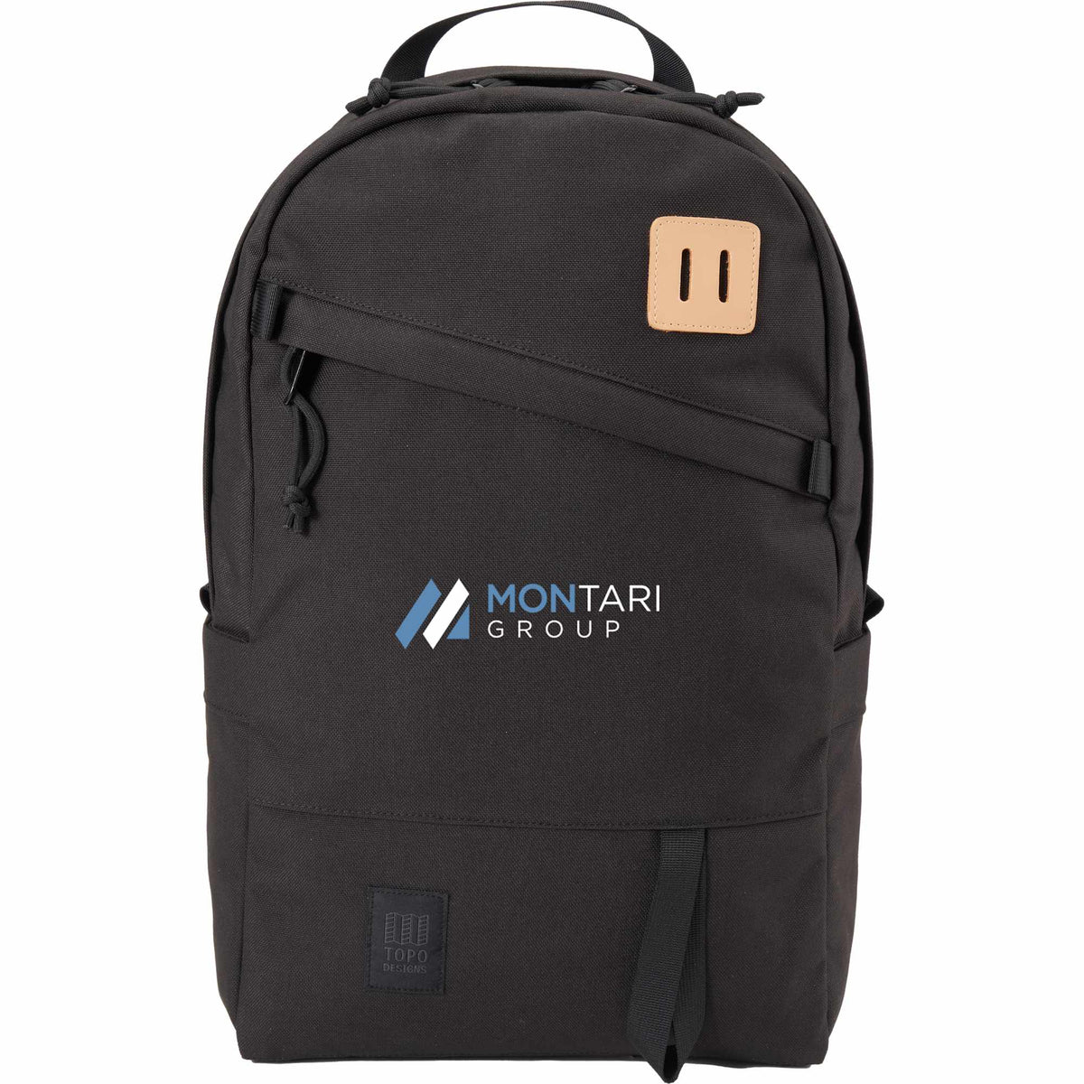 Topo Designs Daypack Classic in Recycled Nylon, 15 Inch Transfer - Black - Front