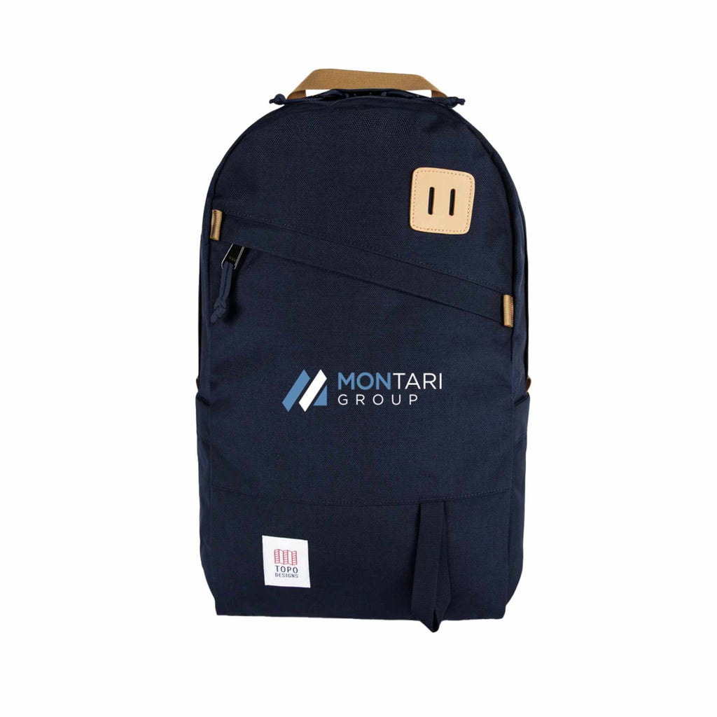Topo Designs Daypack Classic in Recycled Nylon, 15 Inch Transfer - Navy - Front