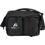 Topo Designs Global Briefcase with Backpack Straps Embroidery - Black - Front