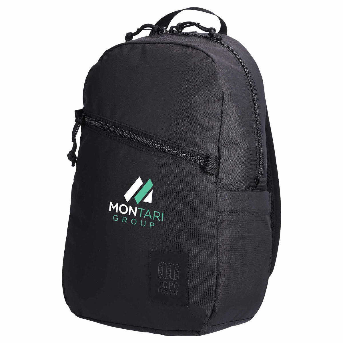 Topo Designs Light Pack in Recycled Nylon Embroidery - Black - Left Angle