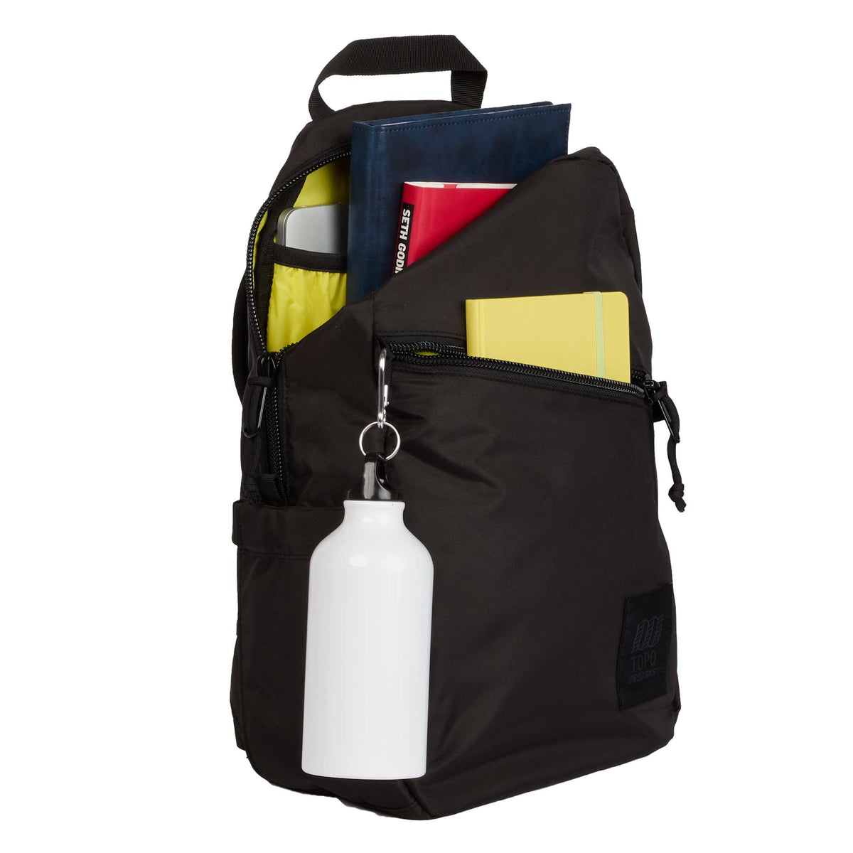 Topo Designs Light Pack in Recycled Nylon Embroidery - Black - Propped