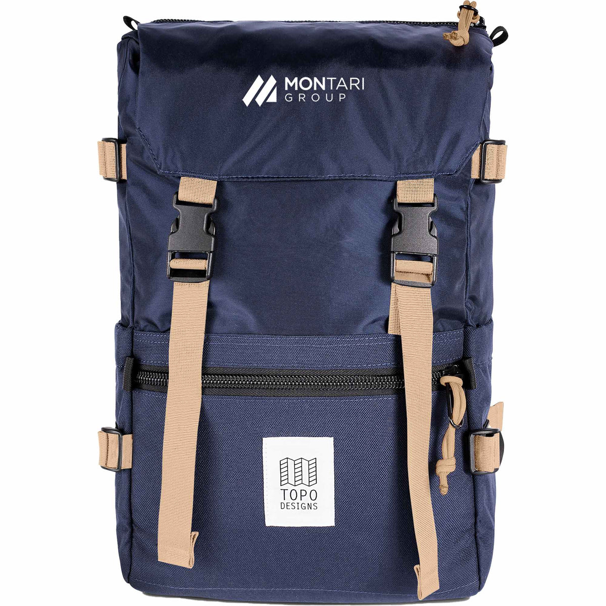 Topo Designs Rover Pack Classic in Recycled Nylon, 15 Inch Transfer - Navy - Front
