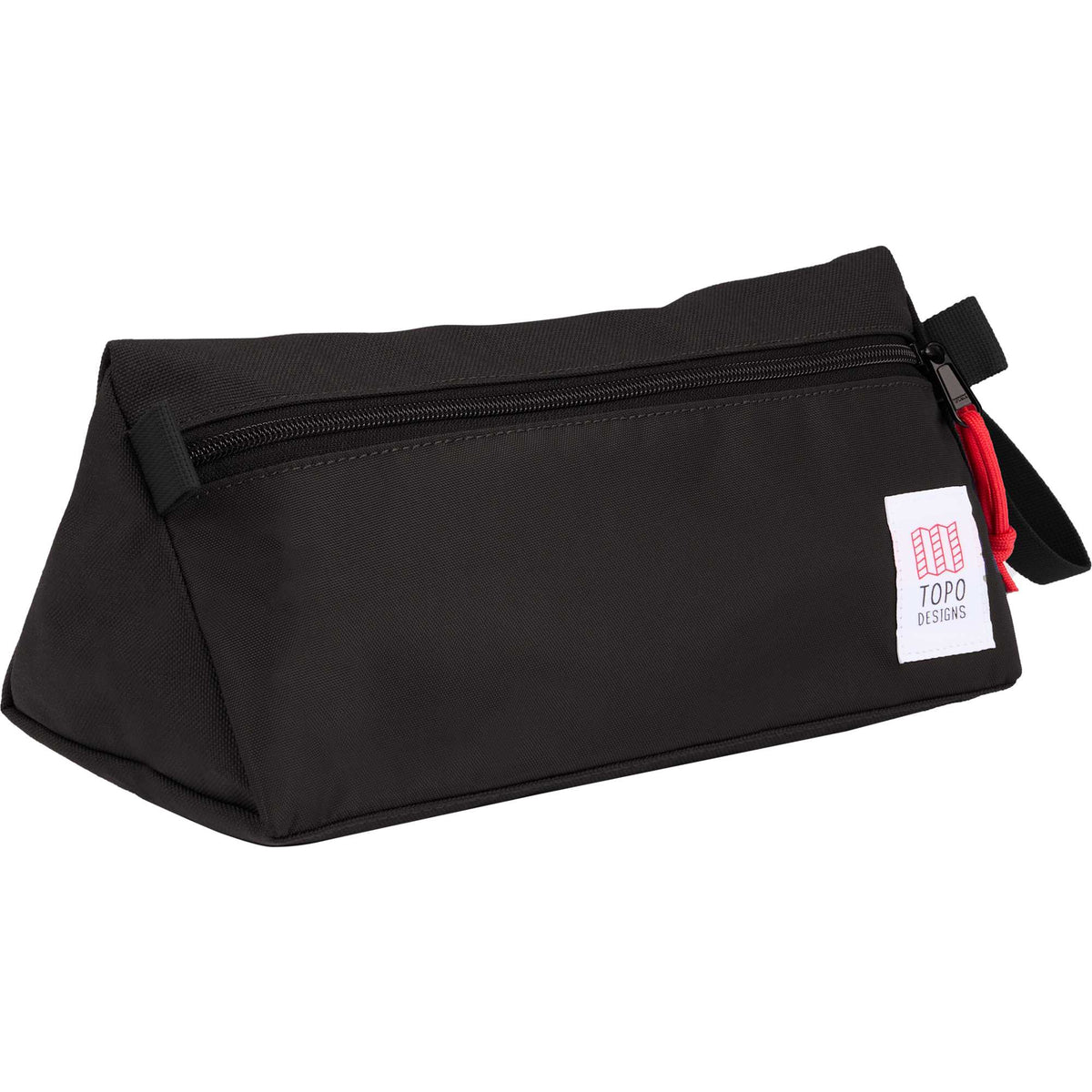 Topo Designs Triangle Dopp Kit in Recycled Nylon, 3 L Embroidery - Black - Right Angle