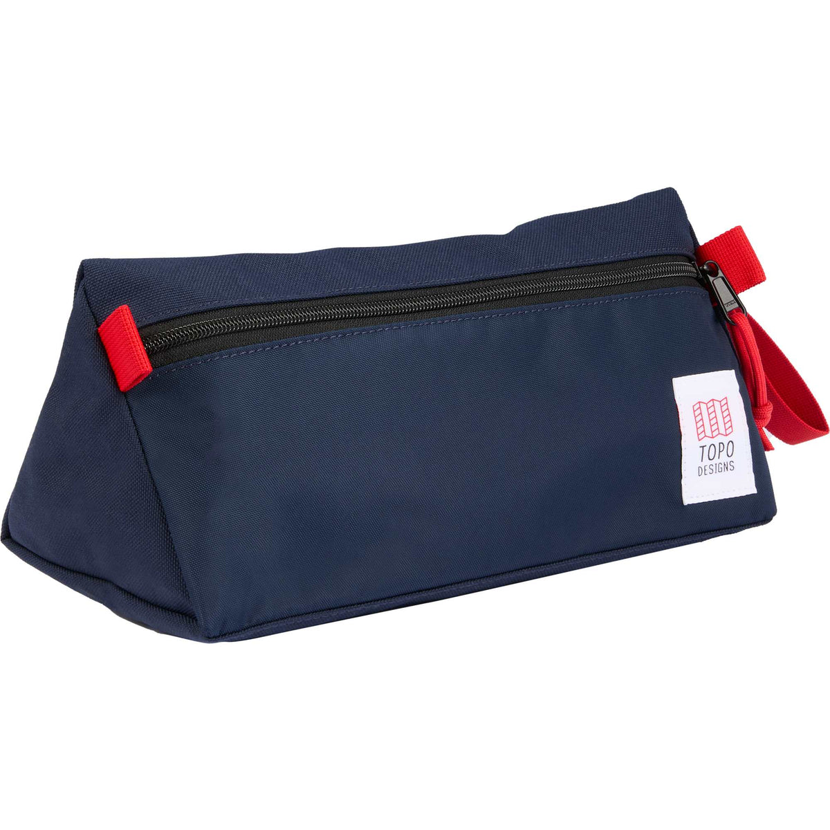 Topo Designs Triangle Dopp Kit in Recycled Nylon, 3 L Embroidery - Navy - Right Angle