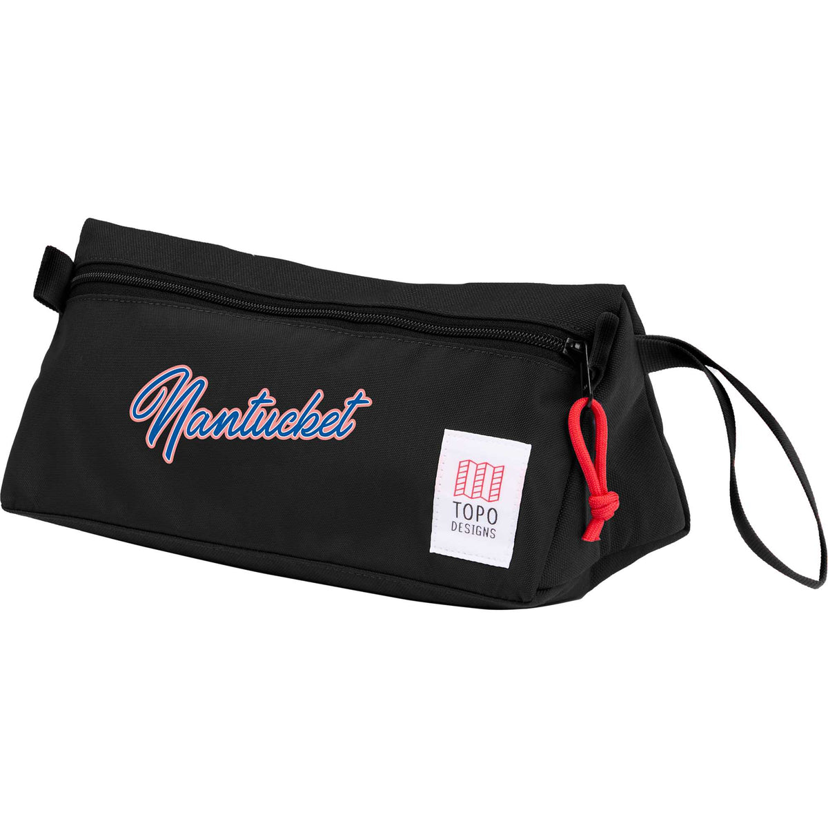 Topo Designs Triangle Dopp Kit in Recycled Nylon, 3 L Transfer - Black - Left Angle