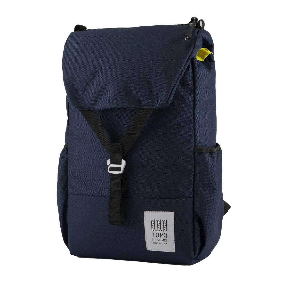 Topo Designs Y Pack with G-Hook Flap, 15 Inch Transfer - Navy - Left Angle 2