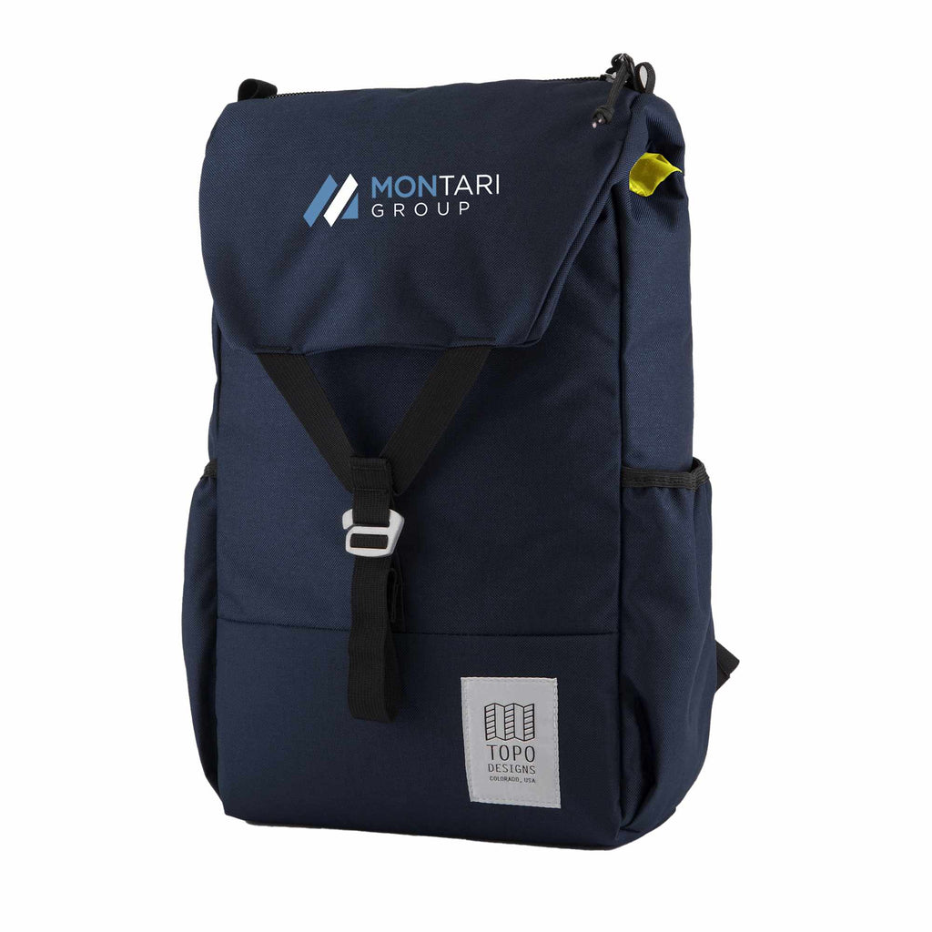 Topo Designs Y Pack with G-Hook Flap, 15 Inch Transfer - Navy - Left Angle