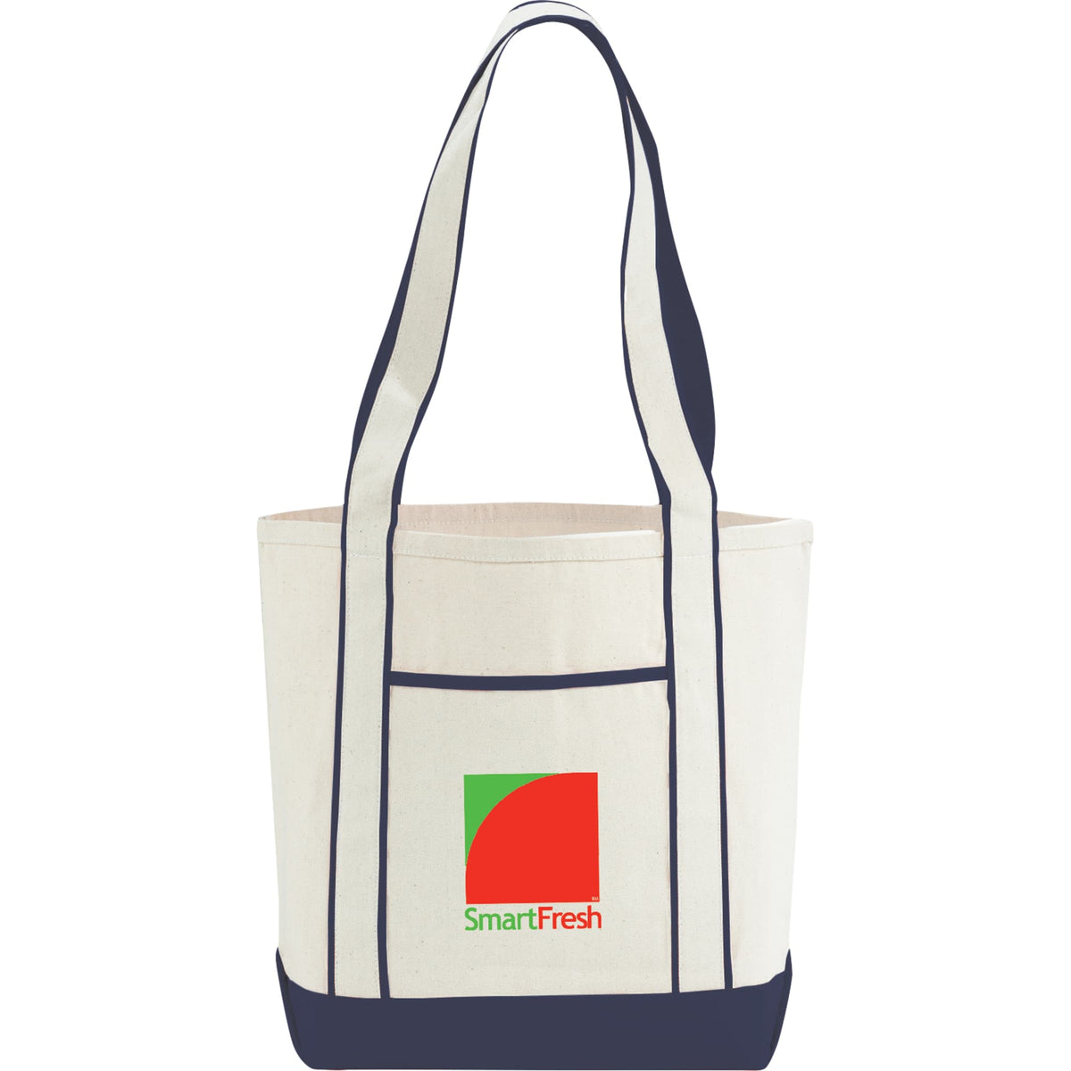 Topsail Canvas Tote with Contrast Handles, 10 oz Transfer - Navy - Front