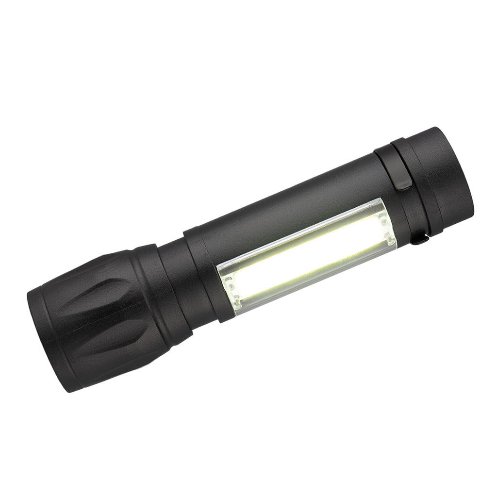 Torch Flashlight, Rechargeable - Black - Side_On
