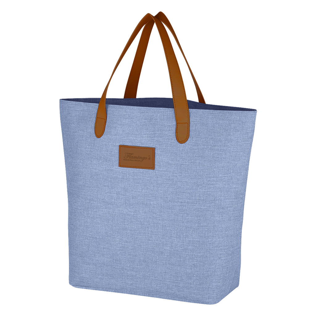 Tote Bag, Heathered - Blue - Debossing