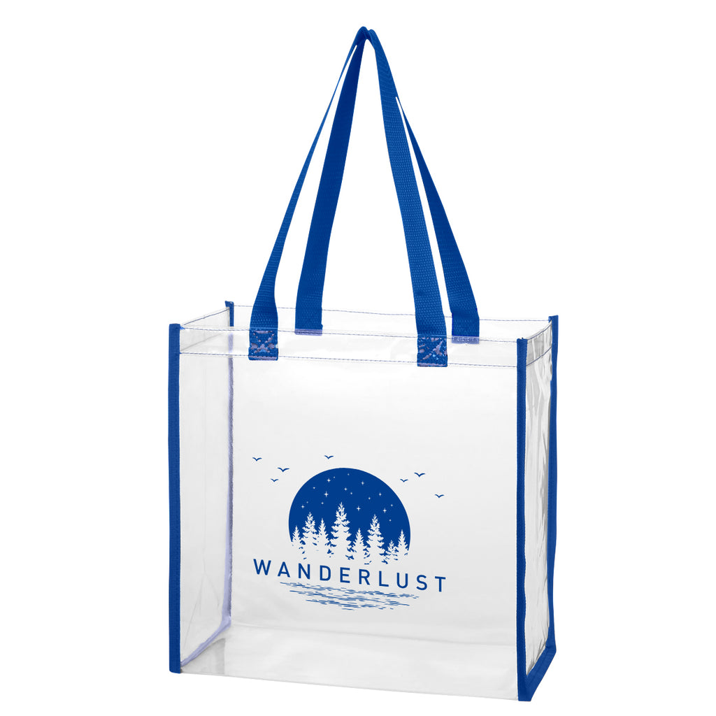 Tote Bag in Clear EVA - Clear With Royal - Silk Screen