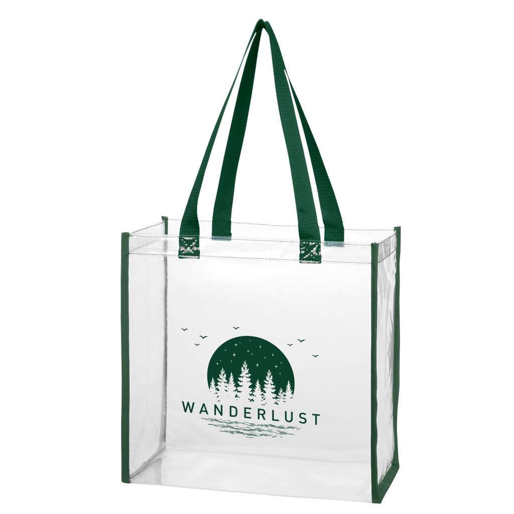 Tote Bag in Clear EVA - Forest Green - Silk Screen