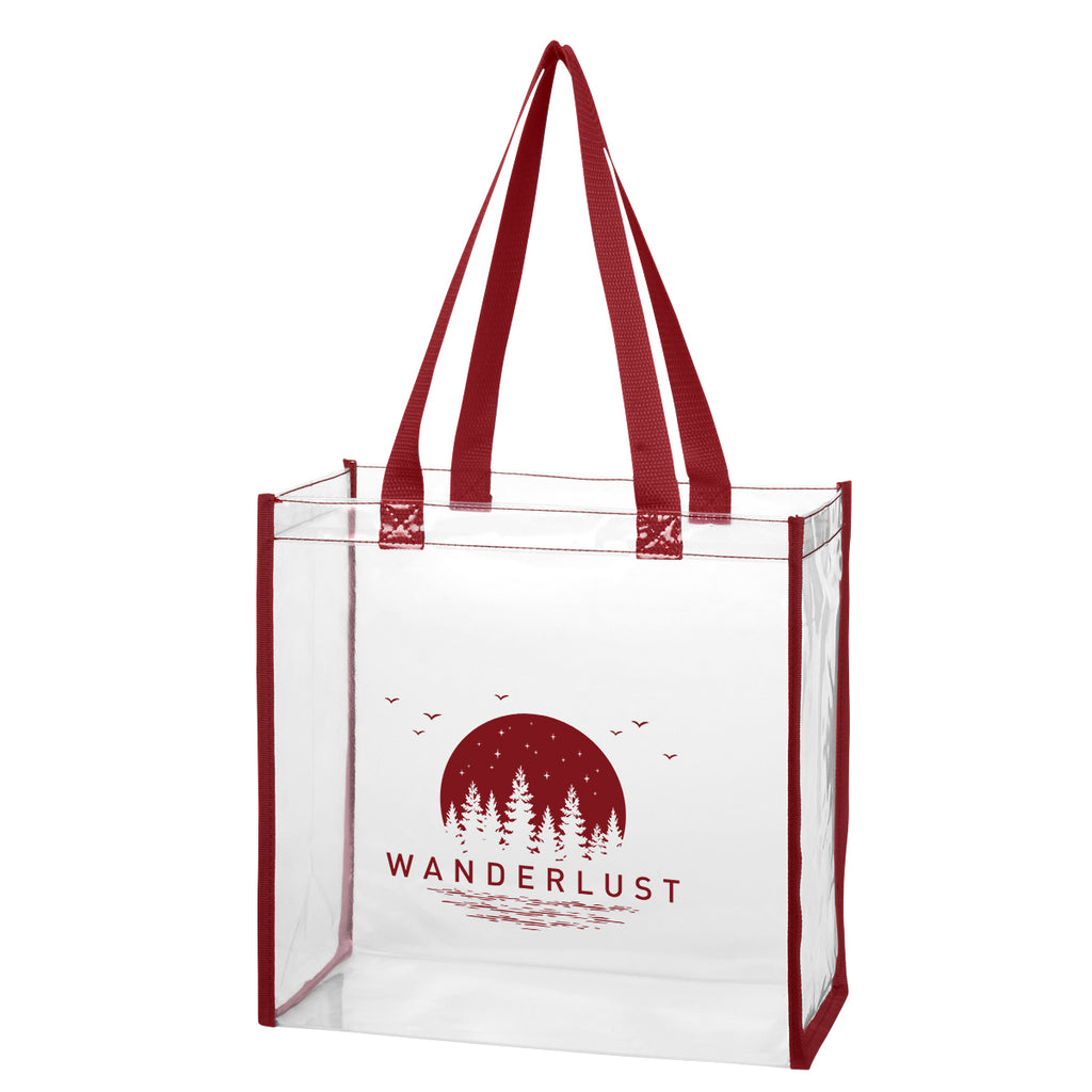 Tote Bag in Clear EVA - Maroon - Silk Screen