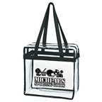 Tote Bag in Clear EVA with Zip - Clear with Black - Silk Screen